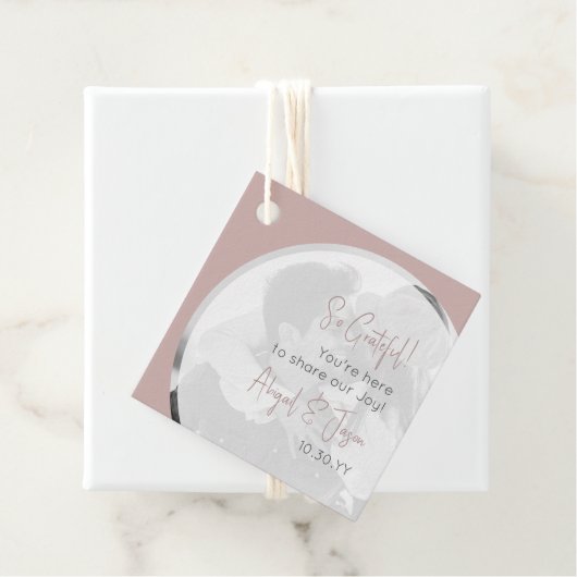 Moderne minimalistische bruiloft stoffige Roos fot Bedankjes Labels (In situ)