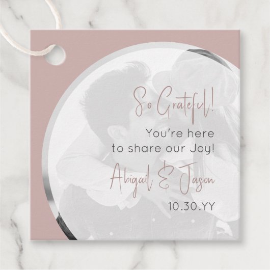 Moderne minimalistische bruiloft stoffige Roos fot Bedankjes Labels (Voorkant)