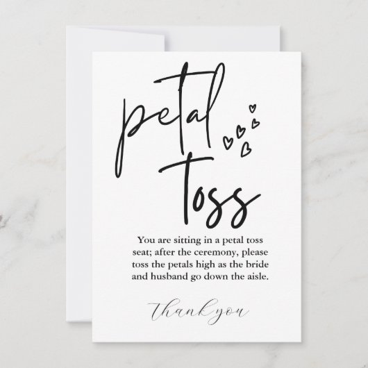 Moderne minimalistische bruiloft Stuur Petal Toss  Kaart (Voorkant)