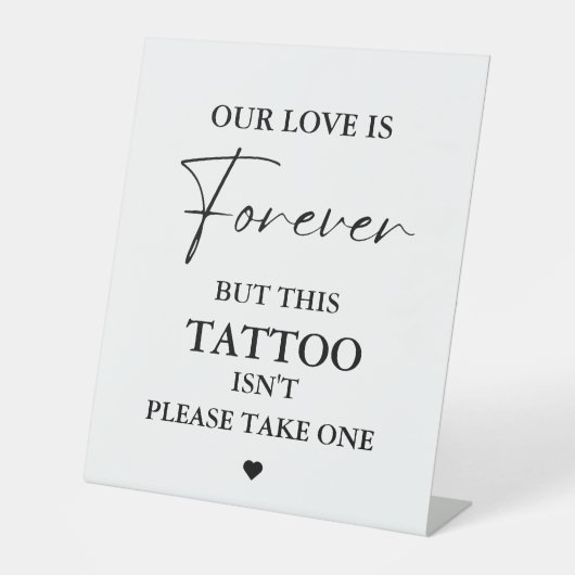 Moderne minimalistische bruiloft Tattoo Party teke Reclamebord Met Voetstuk (Voorkant)
