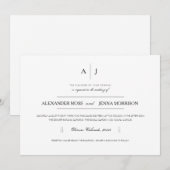 Moderne & minimalistische bruiloft uitnodigen kaart (Voorkant / Achterkant)