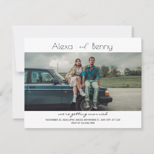 Moderne minimalistische bruiloft uitnodiging (Voorkant)