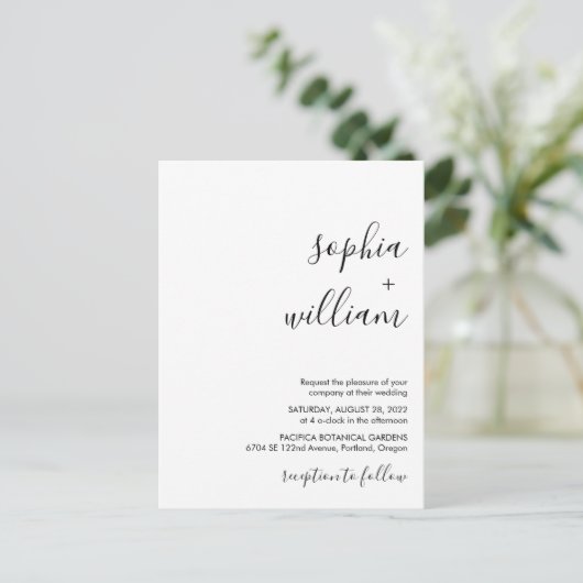 Moderne minimalistische bruiloft uitnodiging Brief (Staand voorkant)