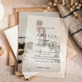 Moderne minimalistische bruiloft vellum uitnodigingen
