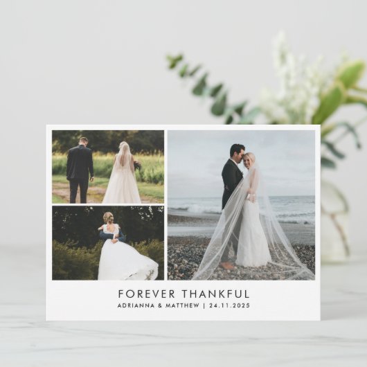 Moderne minimalistische bruiloft voor altijd dankb bedankkaart (Staand voorkant)
