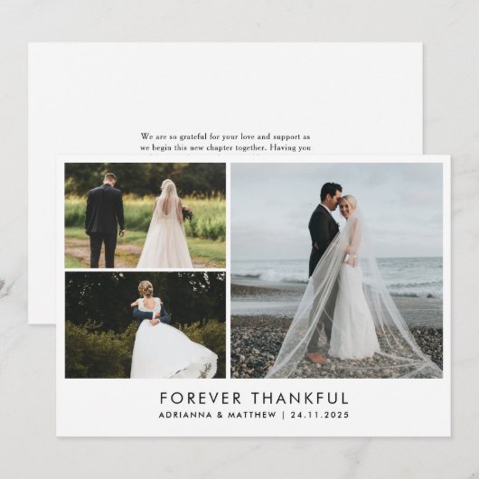 Moderne minimalistische bruiloft voor altijd dankb bedankkaart (Voorkant / Achterkant)