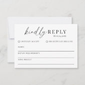 Moderne minimalistische bruiloft vriendelijk antwo RSVP kaartje (Voorkant)