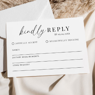 Moderne minimalistische bruiloft vriendelijk antwo RSVP kaartje