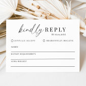 Moderne minimalistische bruiloft vriendelijk antwo RSVP kaartje