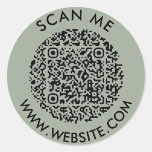 Moderne minimalistische bruiloft website Scan me q Ronde Sticker