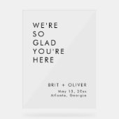 Moderne minimalistische bruiloft welkom acryl teke bord (Voorkant)