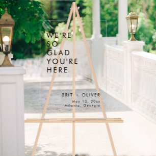 Moderne minimalistische bruiloft welkom acryl teke bord