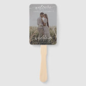 Moderne minimalistische bruiloft welkom | Donkere  Handwaaier (Voorkant)