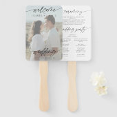 Moderne minimalistische bruiloft welkom | Witte fo Handwaaier (Voorkant en achterkant)