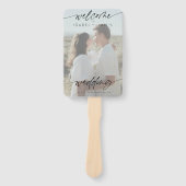 Moderne minimalistische bruiloft welkom | Witte fo Handwaaier (Voorkant)