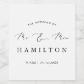 Moderne minimalistische bruiloft wijn etiket (Enkel label)