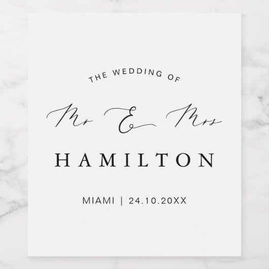 Moderne minimalistische bruiloft wijn etiket (Enkel label)