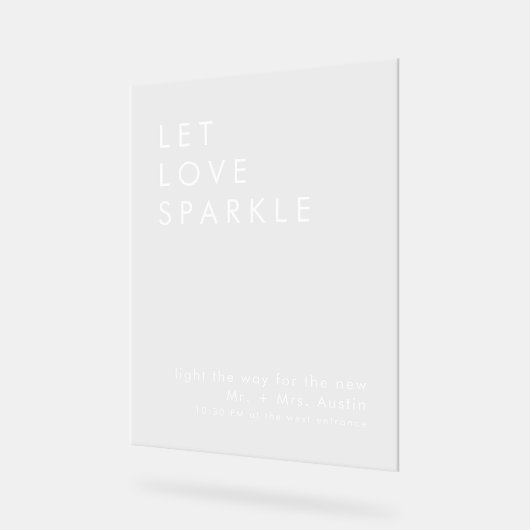 moderne minimalistische bruiloft zendt uit teken acryl bord (Hoek)