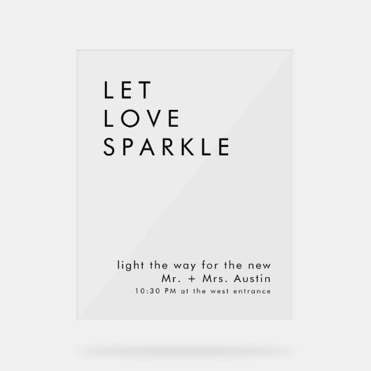 moderne minimalistische bruiloft zendt uit teken acryl bord (Voorkant)