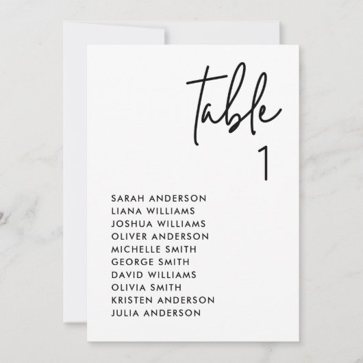 Moderne minimalistische bruiloft zitkaart Kaart (Voorkant)