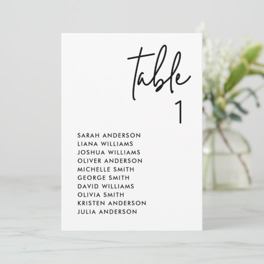 Moderne minimalistische bruiloft zitkaart Kaart (Staand voorkant)