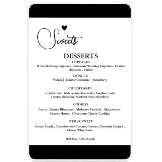 Moderne minimalistische bruiloft zoete dessert bar poster