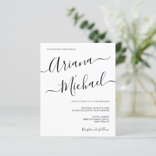 Moderne minimalistische bruiloft zwart-wit (Staand voorkant)