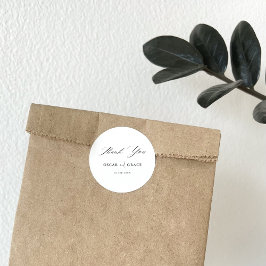 Moderne minimalistische bruiloft | Zwart-wit Ronde Sticker