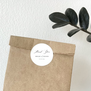 Moderne minimalistische bruiloft Zwart-wit Ronde Sticker