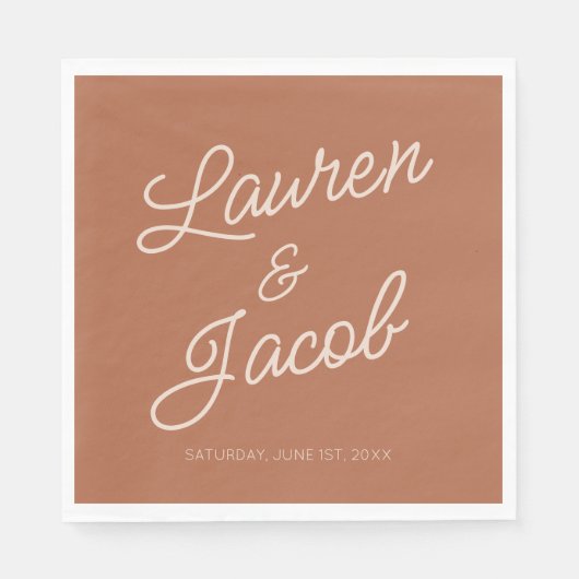 Moderne minimalistische bruine boho bruiloft servet (Voorkant)