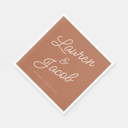 Moderne minimalistische bruine boho bruiloft servet (Hoek)