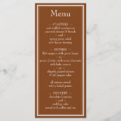 Moderne minimalistische bruine bruiloft menu (Voorkant)