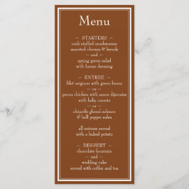 Moderne minimalistische bruine bruiloft menu