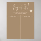 Moderne minimalistische bruine geslacht onthullen poster (Voorkant)