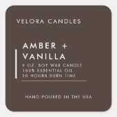 Moderne minimalistische bruine kaars label Sticker (Voorkant)