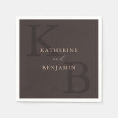 Moderne Minimalistische Bruine Monogram Bruiloft Servet (Voorkant)