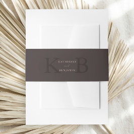 Moderne Minimalistische Bruine Monogram Huwelijk Uitnodigingen Wikkel