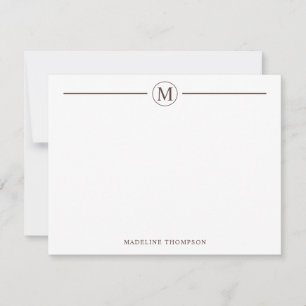 Moderne Minimalistische Bruine Monogram Lijn Cirke Notitiekaartje