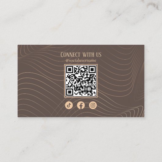 Moderne minimalistische bruine perzik haar stylist visitekaartje (Achterkant)