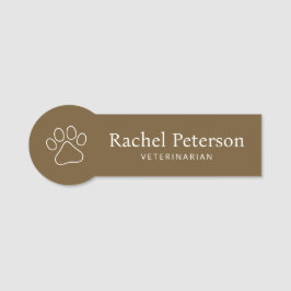 Moderne minimalistische bruine pootafdruk Veterina Naamplaatje