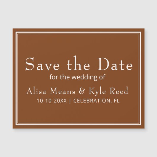 Moderne Minimalistische Bruine Save the Date (Voorkant)