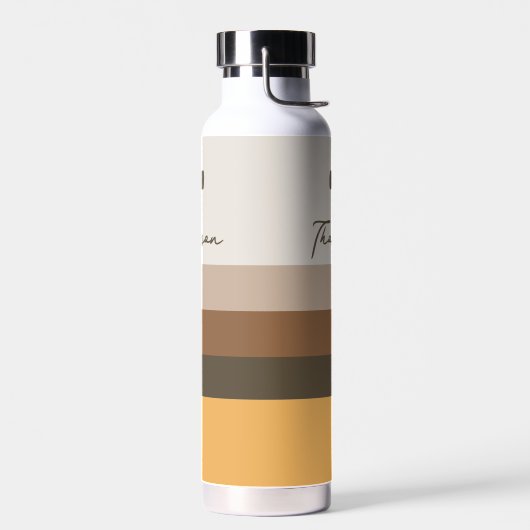 Moderne, minimalistische,  bruine strepen waterfles (Links)