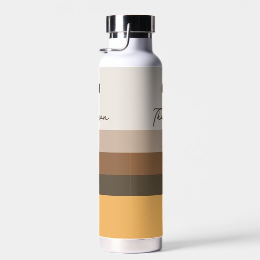 Moderne, minimalistische,  bruine strepen waterfles (Rechts)