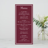 Moderne Minimalistische Burgundy Trouwmenu met Ran Menu (Staand voorkant)
