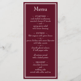 Moderne Minimalistische Burgundy Trouwmenu met Ran Menu