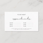 Moderne minimalistische business meerdere datums afsprakenkaartje (Achterkant)