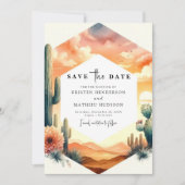 Moderne minimalistische cactus bruiloft save the date (Voorkant)