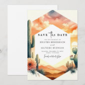 Moderne minimalistische cactus bruiloft save the date (Voorkant / Achterkant)