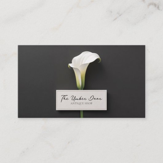Moderne minimalistische Calla Lily Black Visitekaartje (Voorkant)