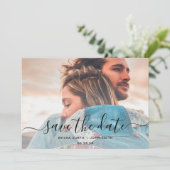 Moderne Minimalistische Calligrafie Foto Save The Date (Staand voorkant)